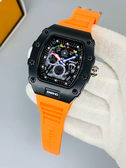 Bariho Sport Chronograph Watch Orange Strap