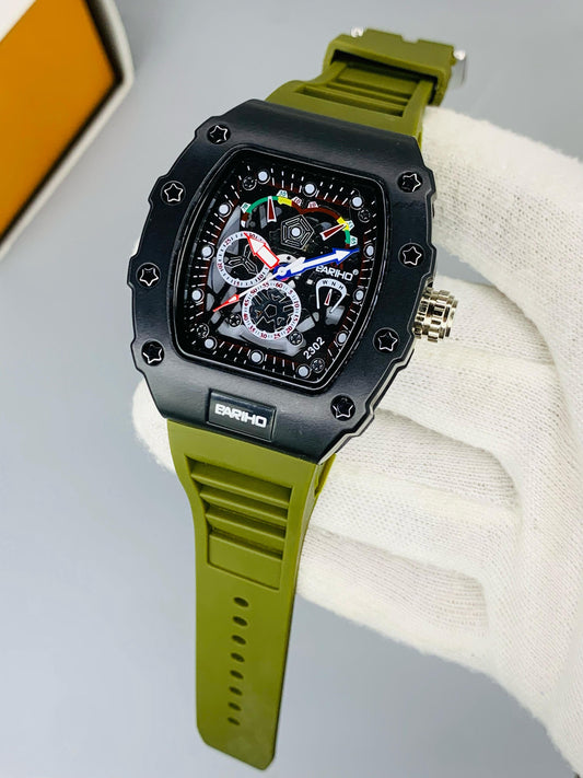 Bariho Sport Chronograph Watch  Green Strap