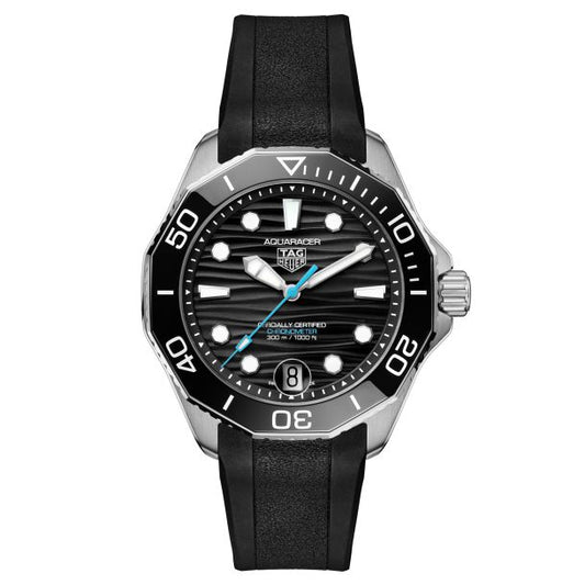 TAG Heuer AQUARACER Professional 300 Date Automatic Black Dial Rubber Strap Watch